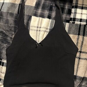 Black Ardene Tie-Up Crop Top